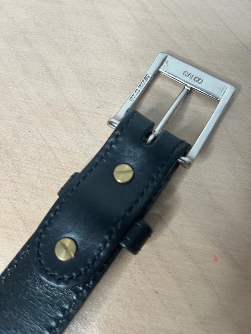 Galco Black Leather Men’s Belt with Silver Buckle Size 44